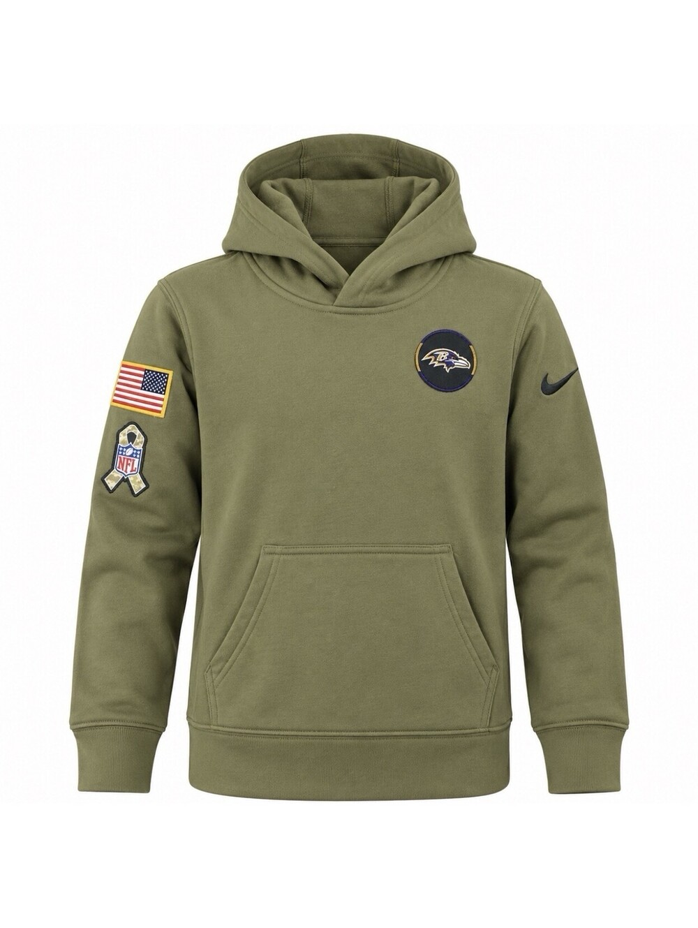 Nike Baltimore Ravens Salute to Service Hoodie Youth Medium 10/12 Olive NFL NWT